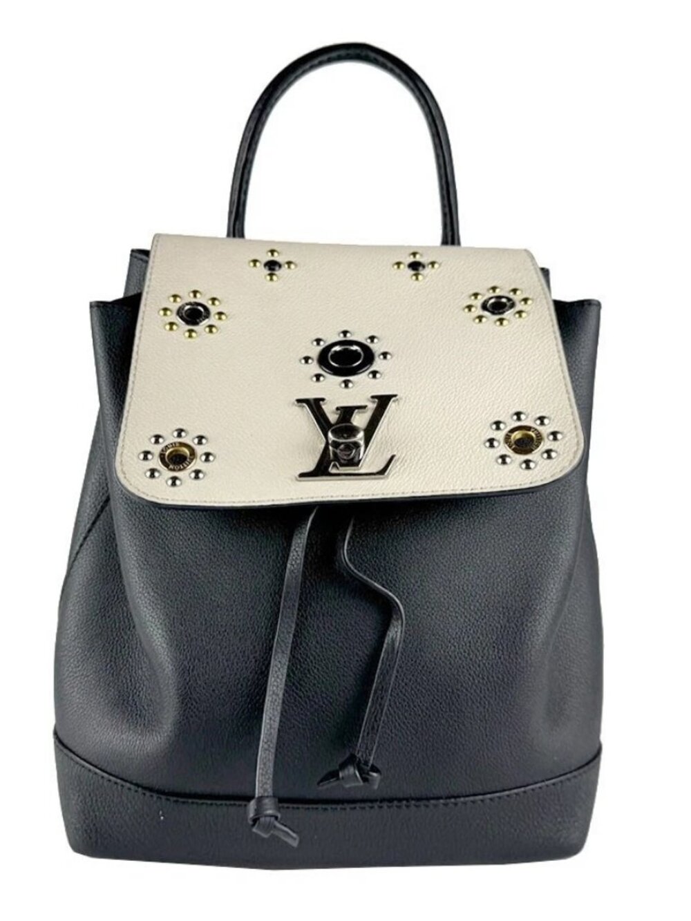 LOUIS VUITTON Lockme Backpack Black/Off White Leather